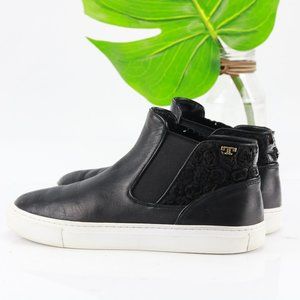 Tory Burch Rosette High Top Sneaker Black Leather